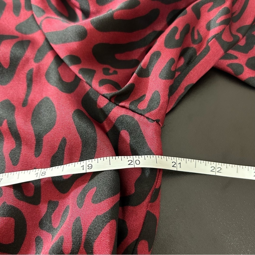 Rebecca Minkoff Dress Ollie Animal Print Fully Lined Burgundy Black Size XL - Picture 6 of 7
